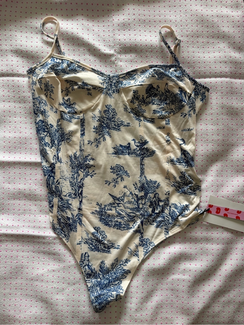 Cider - NWT- Cream and Navy Toile body suit